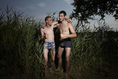 Drunk Men #1599, from series Bathers, Ukraine 2011 - a Photographic Art Artowrk by RICHARD ANSETT