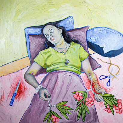 Suicide with oleander - A Paint Artwork by Sandra BIGOTTI
