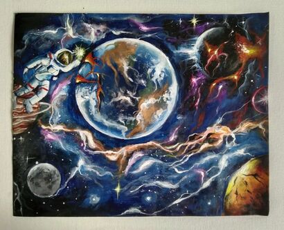 Earth from the outer space  - A Paint Artwork by Anushka  Saikia 