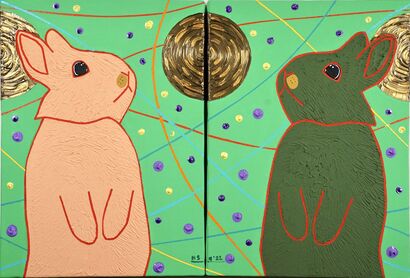 Innocent Bunny in the Cosmos - a Paint Artowrk by HsunArt