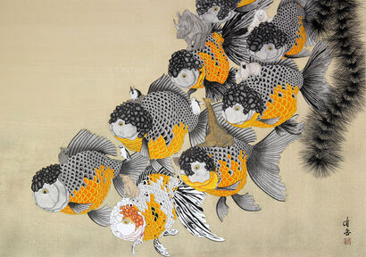 What is common sense? Isn\'t it okay to have a pig on a fish? Break the mold! - a Paint Artowrk by YUKA KAKO