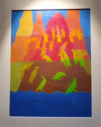 Swarm Intelligence in 3D - Holographic Pinguin Society - a Paint Artowrk by Juergen Eichler