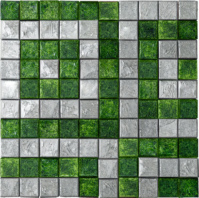 100 blocks of icy silver and earth green squares - a Paint Artowrk by Vegesent