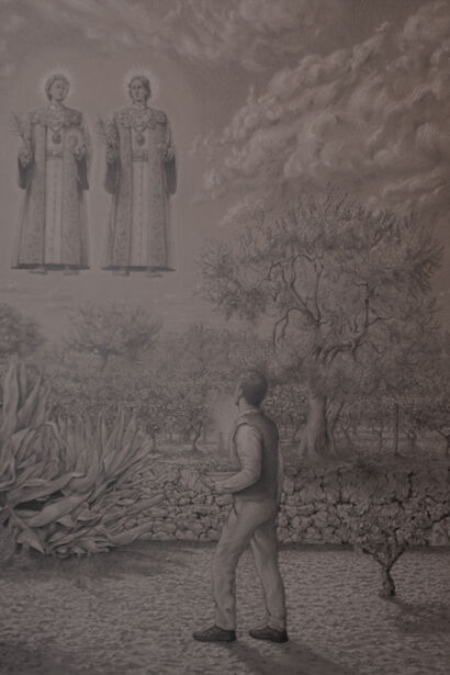 Apparizione dei Santi Medici ad un malato di cuore - A Paint Artwork by Roberto Loiudice