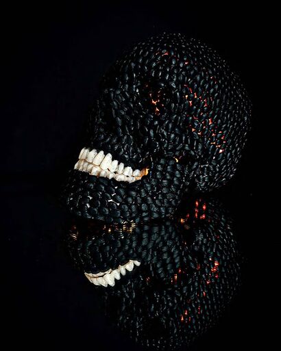 Skull full of beans!   (Agbárí tí ó kún fún èwà) - A Sculpture & Installation Artwork by 'Gb-yega