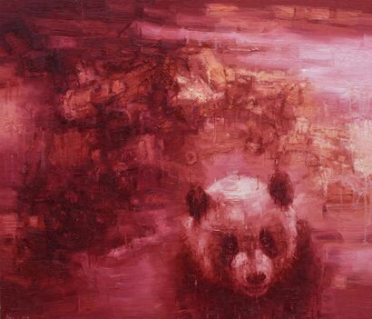 Shan Shui with Panda 1805 - a Paint Artowrk by Adam Chang