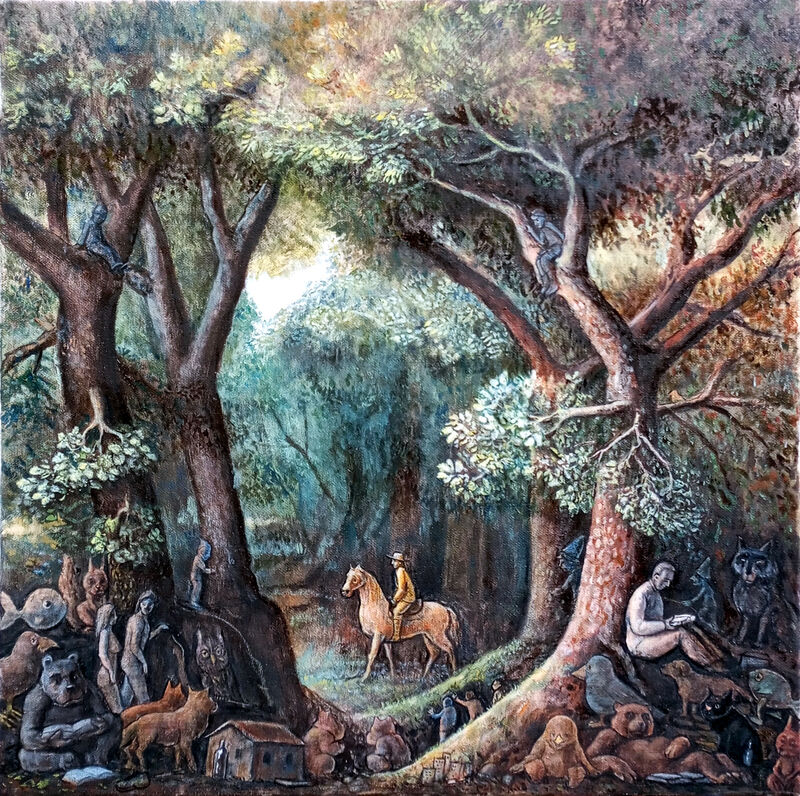 Reader in the woods - a Paintings by Paolo Floriano Beneforti