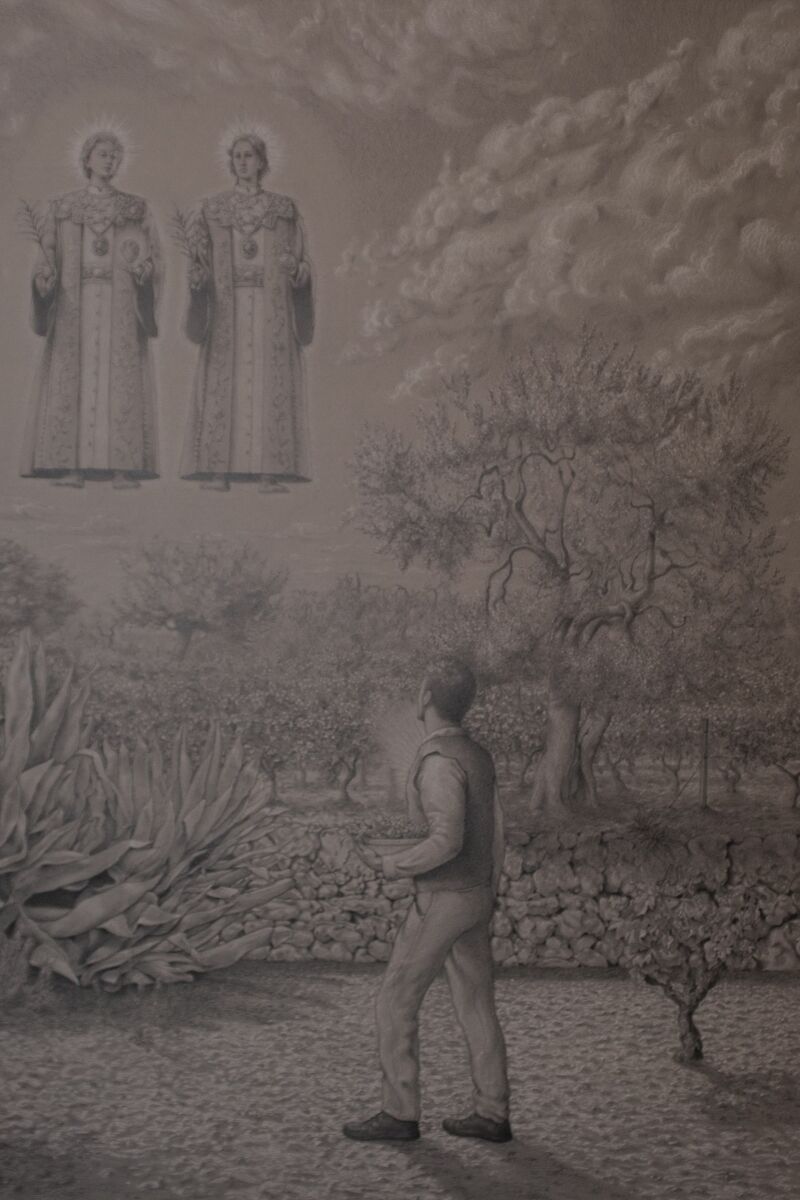 Apparizione dei Santi Medici ad un malato di cuore - a Paint by Roberto Loiudice
