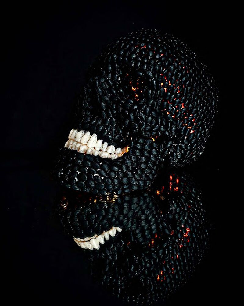 Skull full of beans!   (Agbárí tí ó kún fún èwà) - a Sculpture & Installation by 'Gb-yega