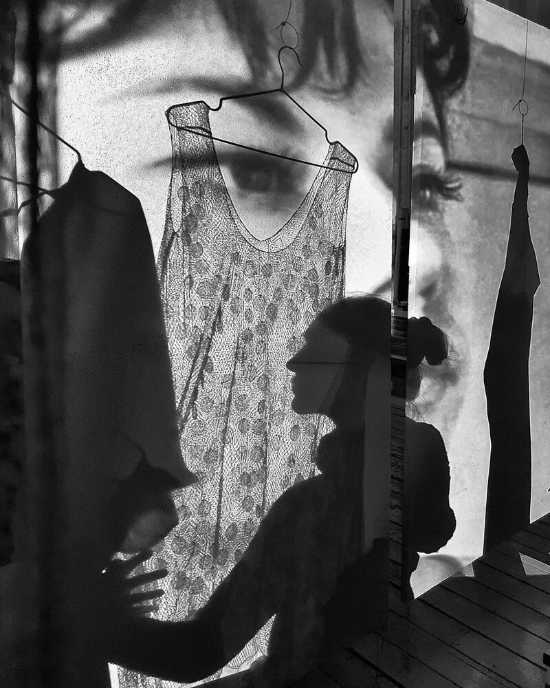 self-portrait - shadow in a clothes shop - a Photographic Art by Anastasia Potekhina