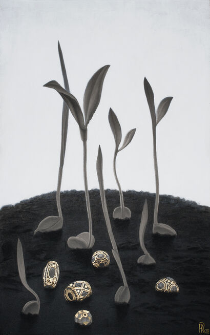 Sprouts and beads - a Paint Artowrk by Anastasia Kuznetsova-Ruf