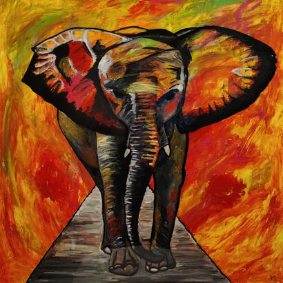 Elefante in Passerella - a Paint Artowrk by elisabetta sbuelz