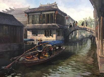ZhouZhuang Water Town, Suzhou Prefecture - A Paint Artwork by Juliana Chan