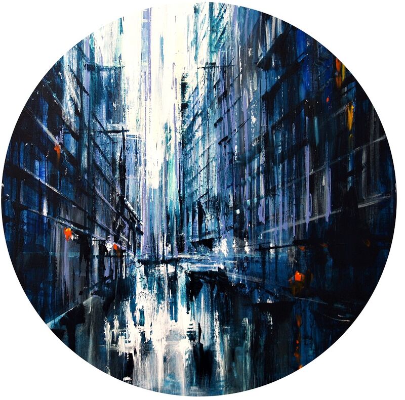 Avenue in blue- round - a Paint by Bianca PRETTAU