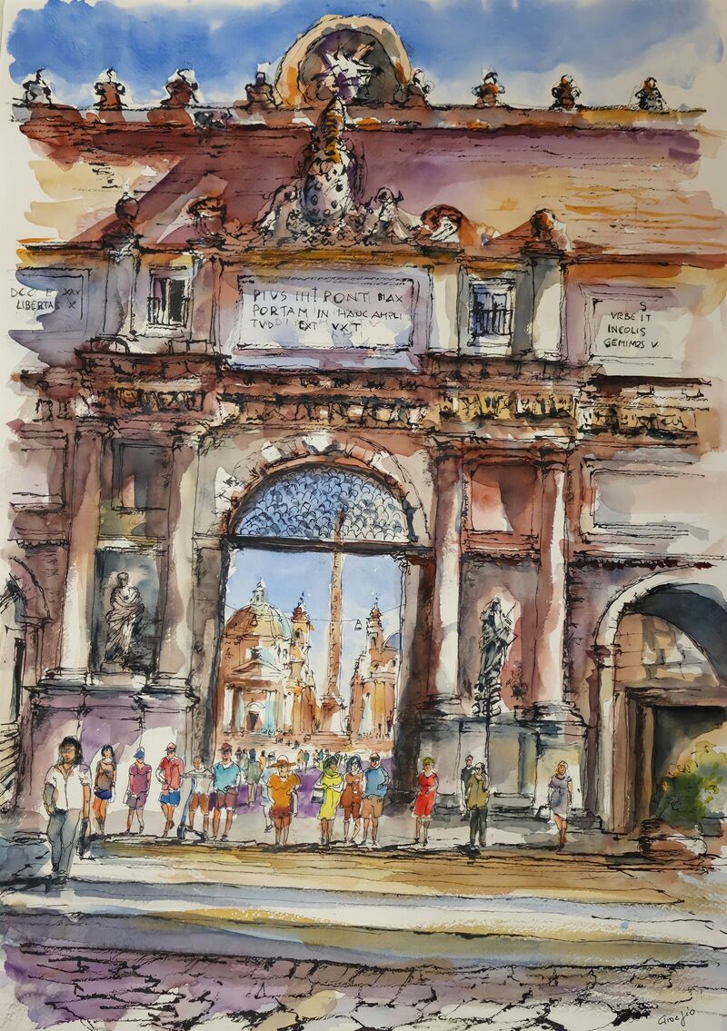 Porta del Popolo, Piazzale Flaminio, Roma - a Paint by GIOEGIO