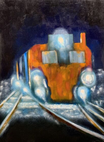 Notte in ferrovia  - a Paint Artowrk by Salvatore Lizzio