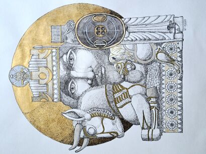 The king and the beasts - a Paint Artowrk by Yves De Vocht