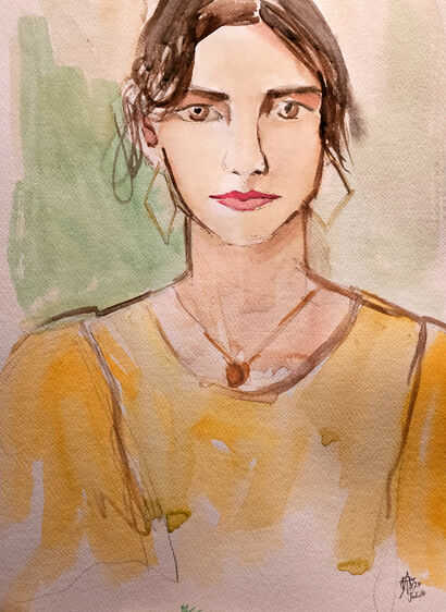 Juliette in a Yellow Dress - a Paint Artowrk by Amy Tiffany Hemingway