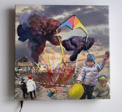 Kite Over the Craters - a Digital Art Artowrk by Claudio  Gasparini 