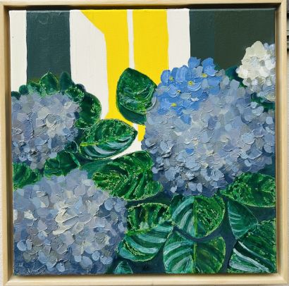 Blaue Hortensien - a Paintings Artwork by Angelika Ratswohl