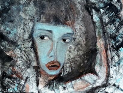 Donna in blu n.1 - a Paint Artowrk by FEDERICO BARNINI