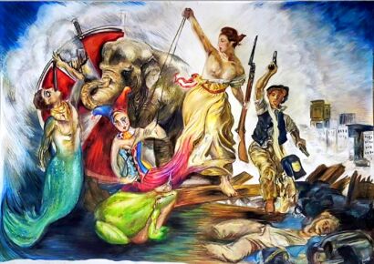 Masquerade of Maneuvers: A Circus of Self - a Paint Artowrk by Massa