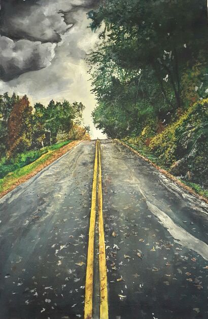 A lonely winding road  - a Paint Artowrk by Jahra Tasfia Reza 
