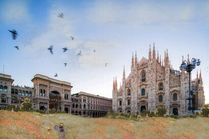 L'arte di guardare l'arte - Milano in fiore - A Digital Graphics and Cartoon Artwork by Luana Marchese 