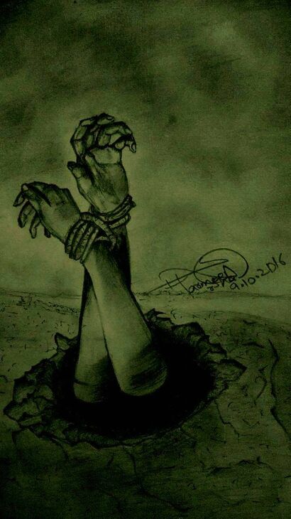 Buried freedom (درگور آزادی) - A Paint Artwork by Sharmeen  Arshad