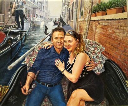 Giovani innamorati a Venezia ( Coppia innamorata a Venezia ) - A Paint Artwork by Pintilie Gheorghe