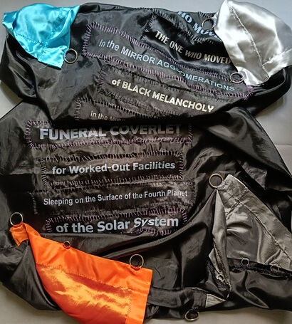 3.	A Funeral Coverlet for worked-out devices, Sleeping Dustily on the Surface of the Fourth Planet of the Solar System  - a Sculpture & Installation Artowrk by Lenore Linza