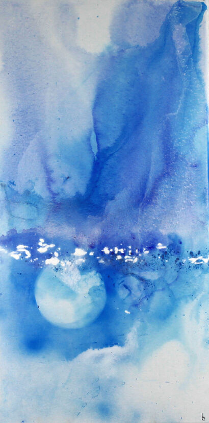 Blue Ocean with Moon II - a Paint Artowrk by Helene Luise Schenk