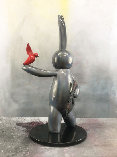 LAPIN, red Bird and AK47 (Sparkle Edition) - a Sculpture & Installation Artowrk by mr clement