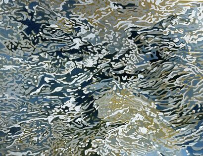 Rough Water & Rocks - A Paint Artwork by Gabriella Mirabelli