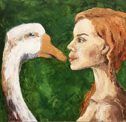 the girl with the goose - A Paint Artwork by Vetrinna