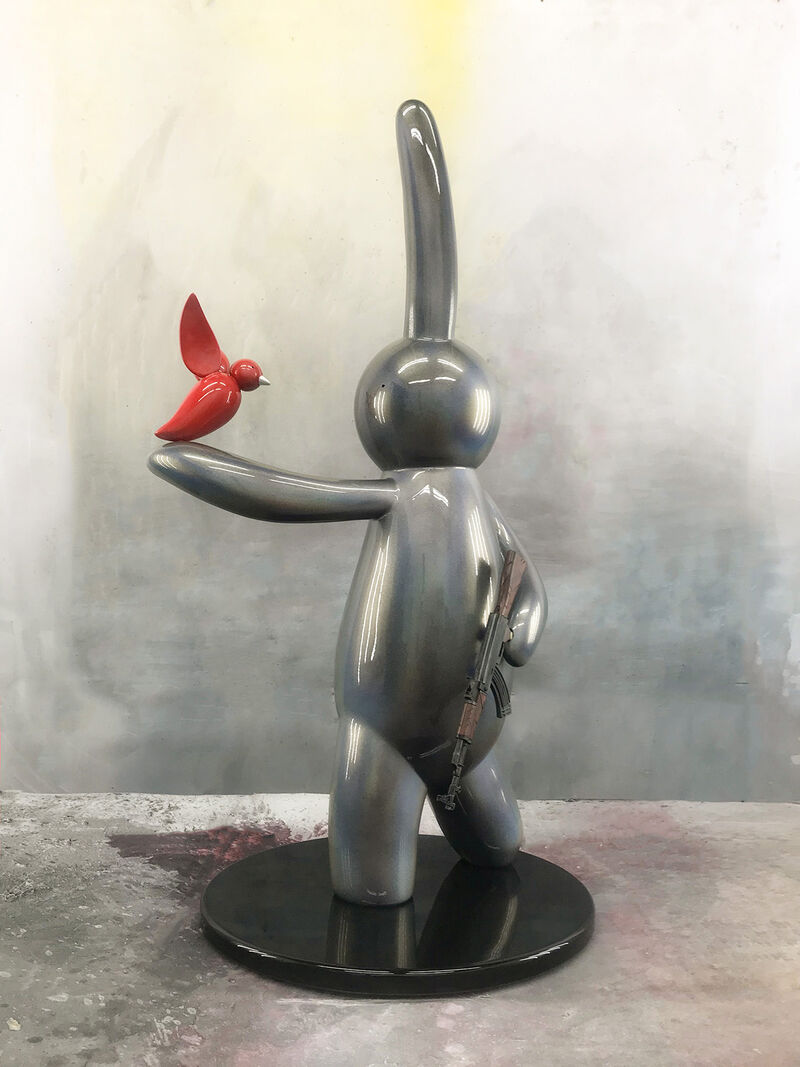 LAPIN, red Bird and AK47 (Sparkle Edition) - a Sculpture & Installation by mr clement