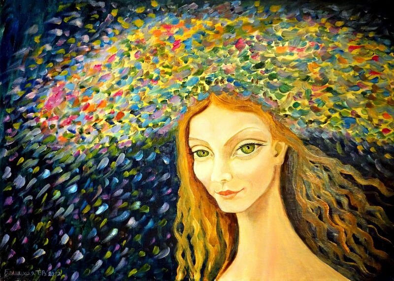 Girl in Wreath - a Paint by Tanya Belaya