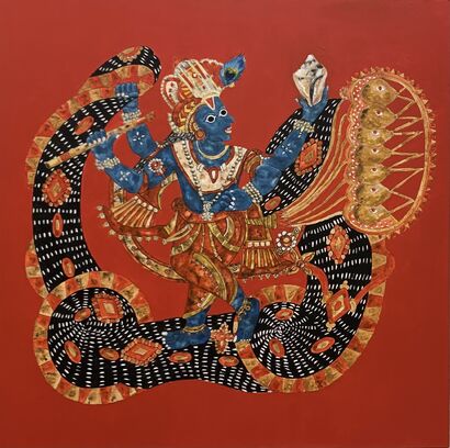 Divine Dance on the Serpent - a Paint Artowrk by Pratima Abhange