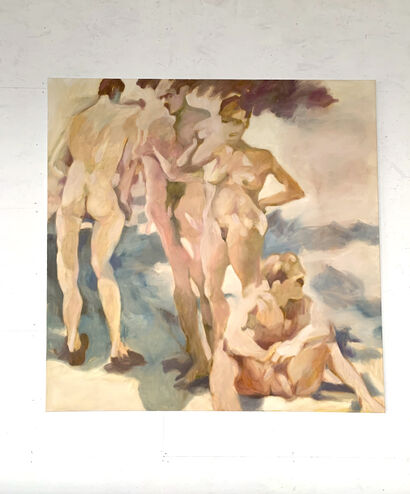 Nude figures reflecting on the human condition - a Paint Artowrk by Jan Bultheel