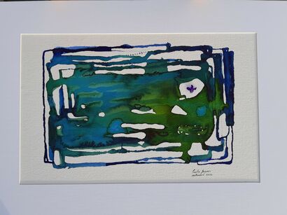 green-blue maze - A Paint Artwork by Paula Grigoriu