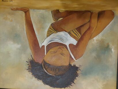 La fille à la plage - A Paint Artwork by Mampasi Jerome 