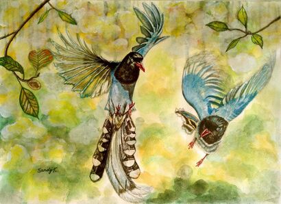 Taiwan Blue Magpie - A Paint Artwork by Jo Lan Tao