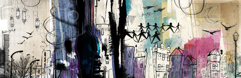 Lost in Two Cities - a Digital Graphics and Cartoon by Wizlemon Studio