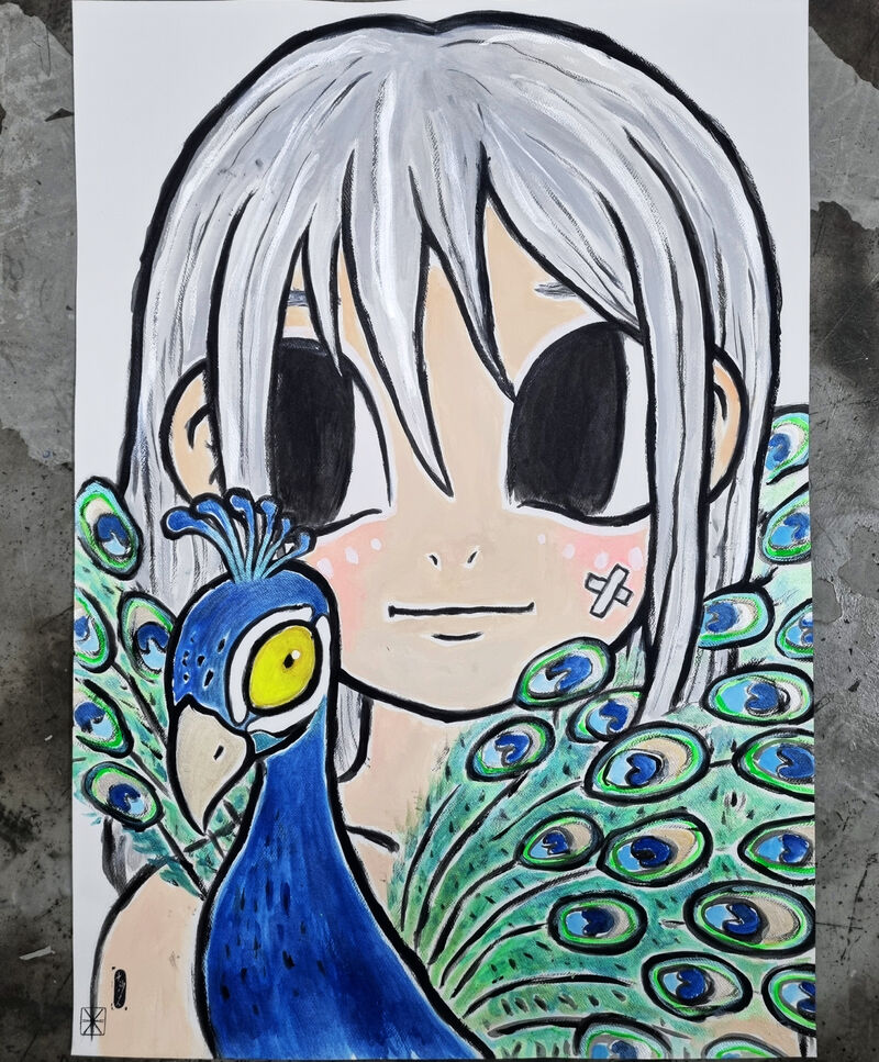 Tribe Girl and Peacock - a Paint by aixa