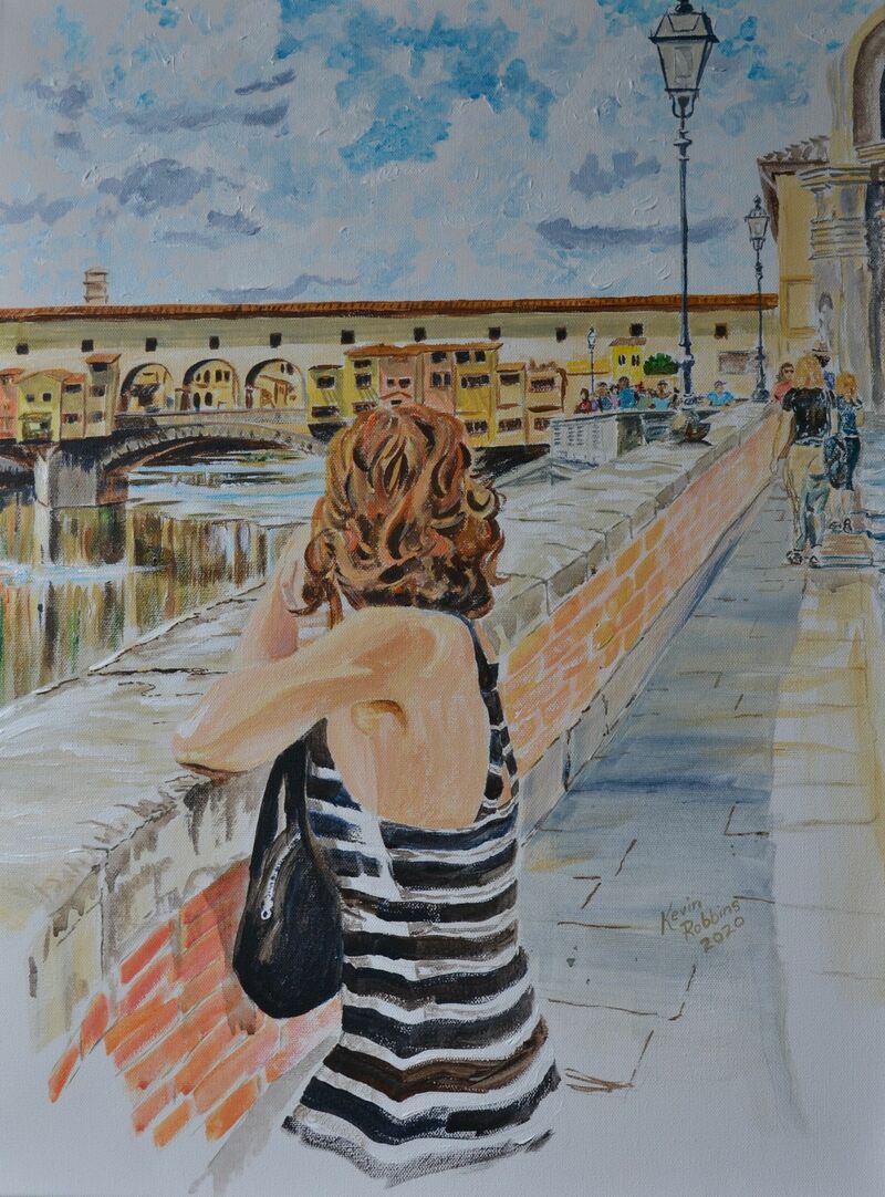 Viewing the Ponte Vecchio - a Paint by Kevin Robbins