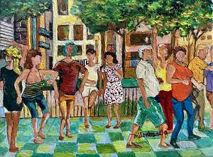 Barcelona Street Dance - a Paintings by Milo