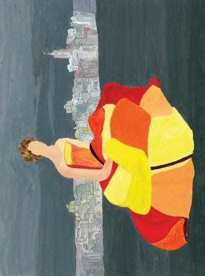 Lady in front of city-panorama  - a Paint Artowrk by Loretta Gaukel