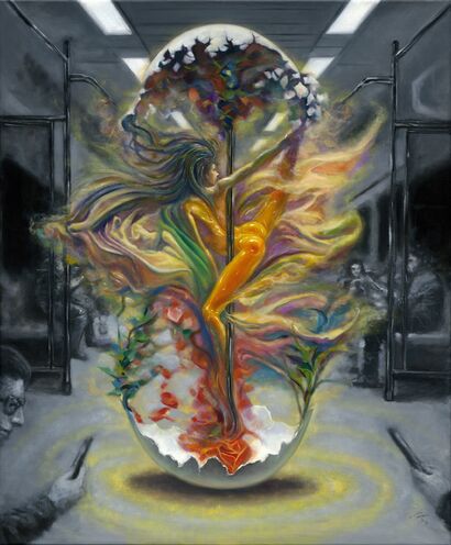 There is no pole dancer in the subway - a Paint Artowrk by JEROME CHIA-HORNG  LIN