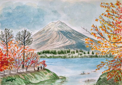 Mont. Fuji in Autumn - a Paint Artowrk by Jo Lan Tao