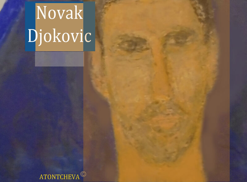 Antoinette Tontcheva - Painting  NOVAK DJOKOVIC  - Novak Djokovic, Serbian tennis player, , with a record 23 career Grand Slam titles. - a Paint by Antoinette Tontcheva